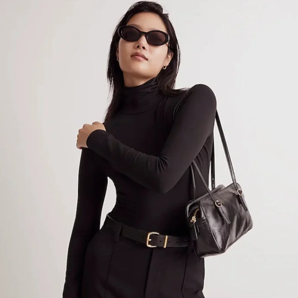 Madewell Turtleneck Bodysuit True Black - Picture 1 of 7